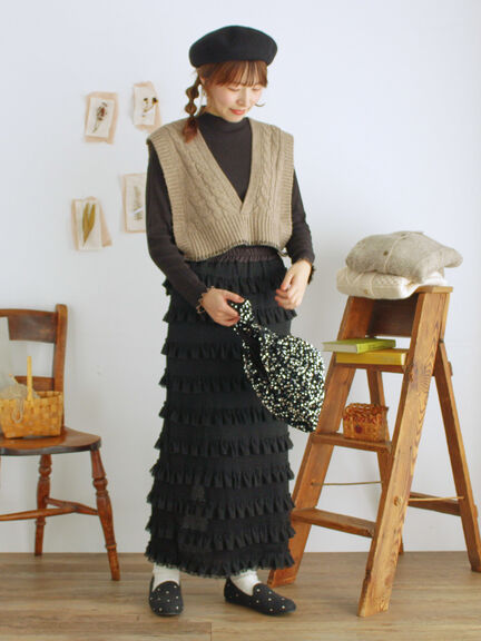 オーバーレースフリルナロースカート（オフホワイト/ブラック/サックスブルー）｜Samansa Mos2（サマンサ モスモス）通販