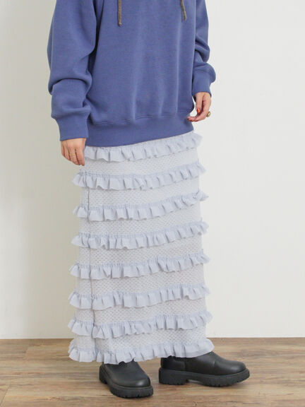 オーバーレースフリルナロースカート（オフホワイト/ブラック/サックスブルー）｜Samansa Mos2（サマンサ モスモス）通販