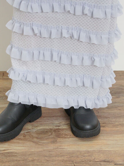 オーバーレースフリルナロースカート（オフホワイト/ブラック/サックスブルー）｜Samansa Mos2（サマンサ モスモス）通販