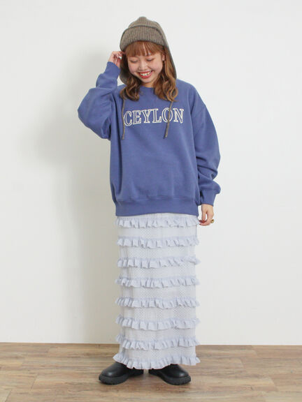 オーバーレースフリルナロースカート（オフホワイト/ブラック/サックスブルー）｜Samansa Mos2（サマンサ モスモス）通販