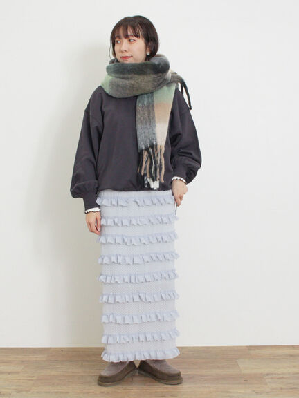 オーバーレースフリルナロースカート（オフホワイト/ブラック/サックスブルー）｜Samansa Mos2（サマンサ モスモス）通販