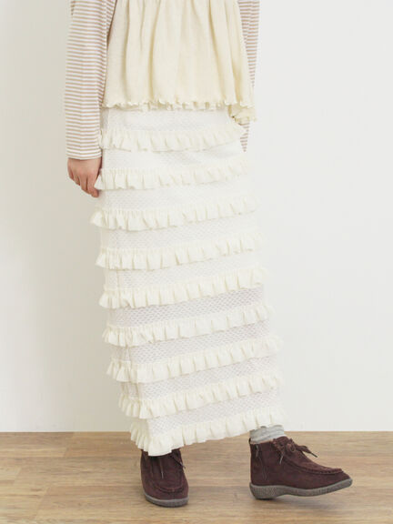 オーバーレースフリルナロースカート（オフホワイト/ブラック/サックスブルー）｜Samansa Mos2（サマンサ モスモス）通販