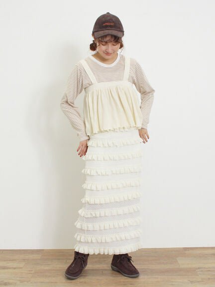 オーバーレースフリルナロースカート（オフホワイト/ブラック/サックスブルー）｜Samansa Mos2（サマンサ モスモス）通販