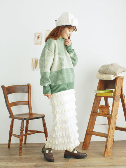 オーバーレースフリルナロースカート（オフホワイト/ブラック/サックスブルー）｜Samansa Mos2（サマンサ モスモス）通販