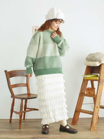 オーバーレースフリルナロースカート（オフホワイト/ブラック/サックスブルー）｜Samansa Mos2（サマンサ モスモス）通販