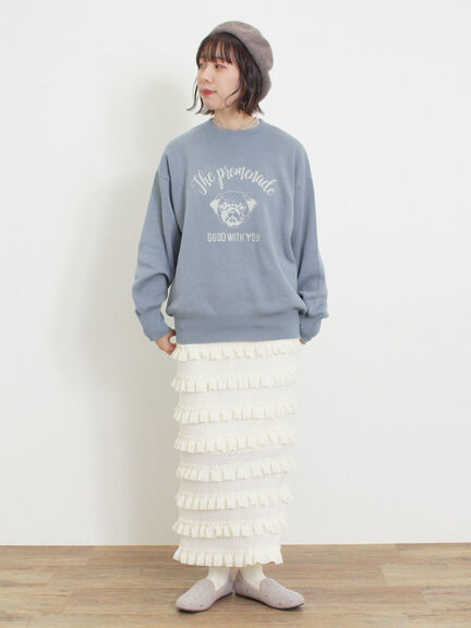 オーバーレースフリルナロースカート（オフホワイト/ブラック/サックスブルー）｜Samansa Mos2（サマンサ モスモス）通販