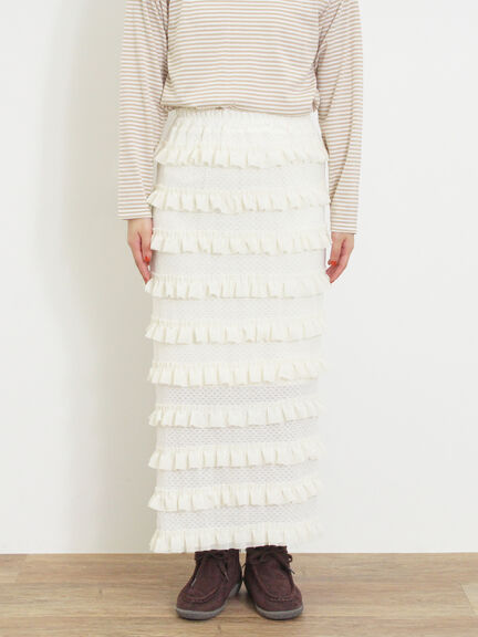 オーバーレースフリルナロースカート（オフホワイト/ブラック/サックスブルー）｜Samansa Mos2（サマンサ モスモス）通販