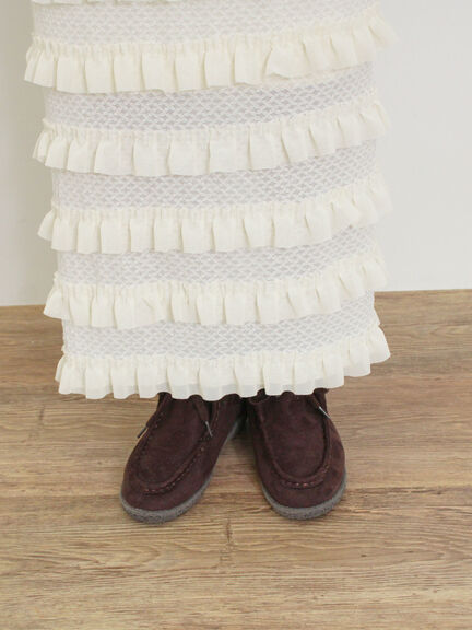 オーバーレースフリルナロースカート（オフホワイト/ブラック/サックスブルー）｜Samansa Mos2（サマンサ モスモス）通販