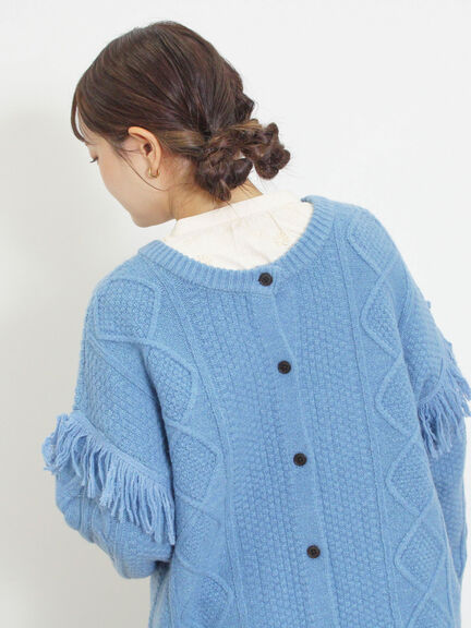 フリンジ前後2WAYニット（チャコールグレー/ベージュ/カーキ）｜Samansa Mos2（サマンサ モスモス）通販