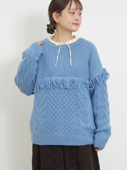 フリンジ前後2WAYニット（チャコールグレー/ベージュ/カーキ）｜Samansa Mos2（サマンサ モスモス）通販