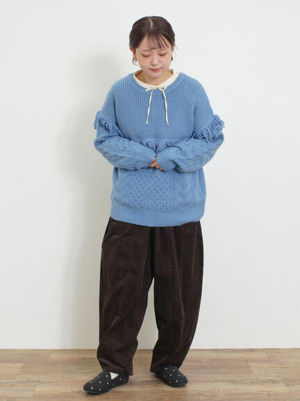 フリンジ前後2WAYニット（チャコールグレー/ベージュ/カーキ）｜Samansa Mos2（サマンサ モスモス）通販