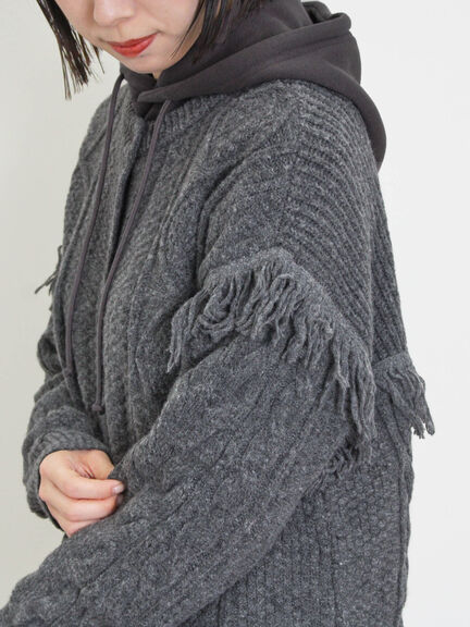 フリンジ前後2WAYニット（チャコールグレー/ベージュ/カーキ）｜Samansa Mos2（サマンサ モスモス）通販