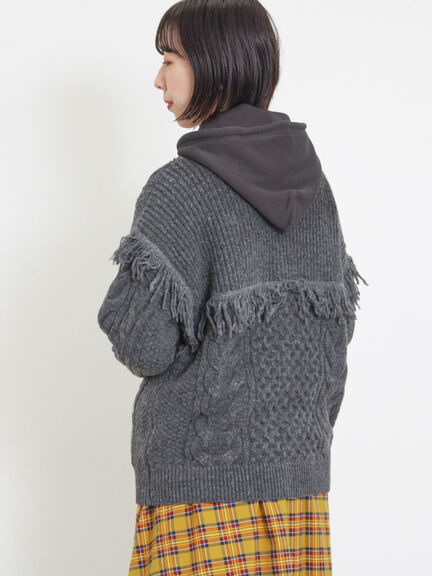 フリンジ前後2WAYニット（チャコールグレー/ベージュ/カーキ）｜Samansa Mos2（サマンサ モスモス）通販
