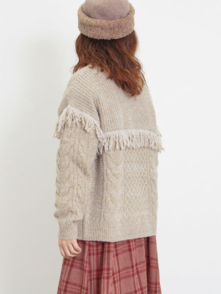 フリンジ前後2WAYニット（チャコールグレー/ベージュ/カーキ）｜Samansa Mos2（サマンサ モスモス）通販