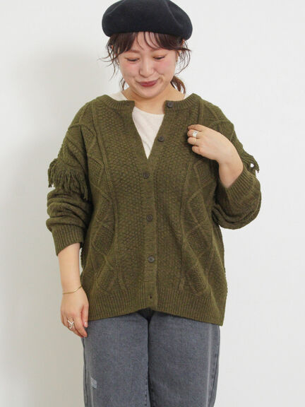 フリンジ前後2WAYニット（チャコールグレー/ベージュ/カーキ）｜Samansa Mos2（サマンサ モスモス）通販