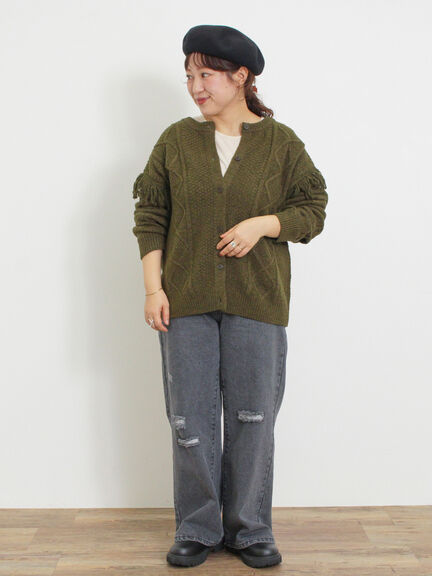 フリンジ前後2WAYニット（チャコールグレー/ベージュ/カーキ）｜Samansa Mos2（サマンサ モスモス）通販