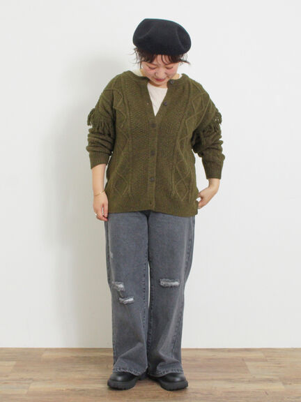 フリンジ前後2WAYニット（チャコールグレー/ベージュ/カーキ）｜Samansa Mos2（サマンサ モスモス）通販