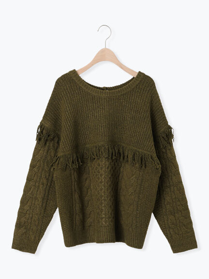 フリンジ前後2WAYニット（チャコールグレー/ベージュ/カーキ）｜Samansa Mos2（サマンサ モスモス）通販