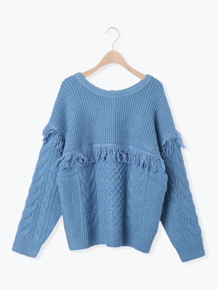 フリンジ前後2WAYニット（チャコールグレー/ベージュ/カーキ）｜Samansa Mos2（サマンサ モスモス）通販