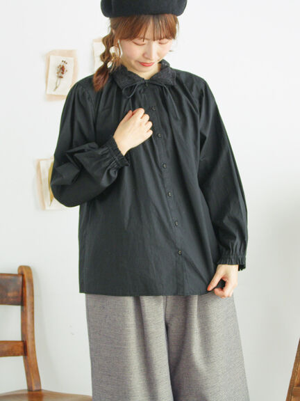 オーバーレース襟ブラウス（ネイビー）｜Samansa Mos2（サマンサ モスモス）通販