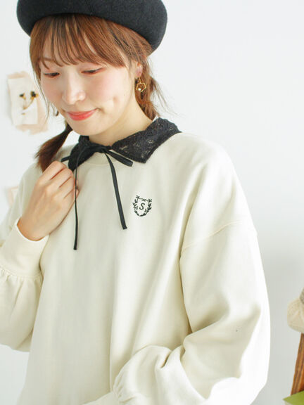 オーバーレース襟ブラウス（ネイビー）｜Samansa Mos2（サマンサ モスモス）通販