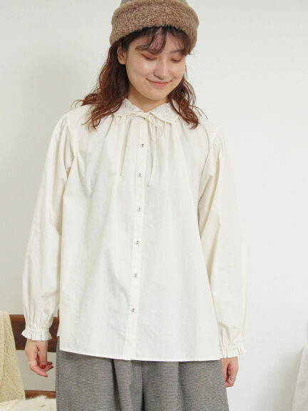 オーバーレース襟ブラウス（ネイビー）｜Samansa Mos2（サマンサ モスモス）通販