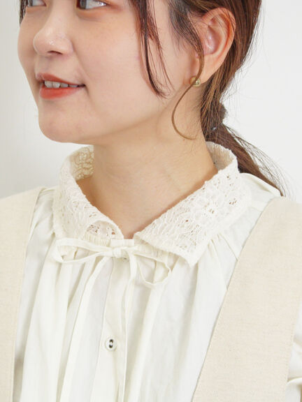 オーバーレース襟ブラウス（ネイビー）｜Samansa Mos2（サマンサ モスモス）通販