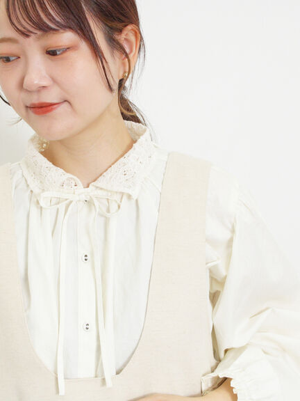 オーバーレース襟ブラウス（ネイビー）｜Samansa Mos2（サマンサ モスモス）通販