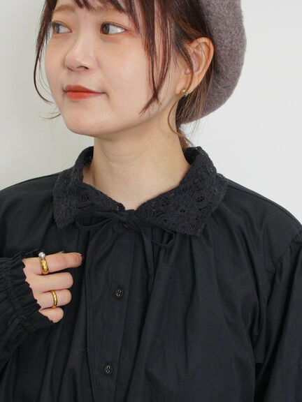 オーバーレース襟ブラウス（ネイビー）｜Samansa Mos2（サマンサ モスモス）通販