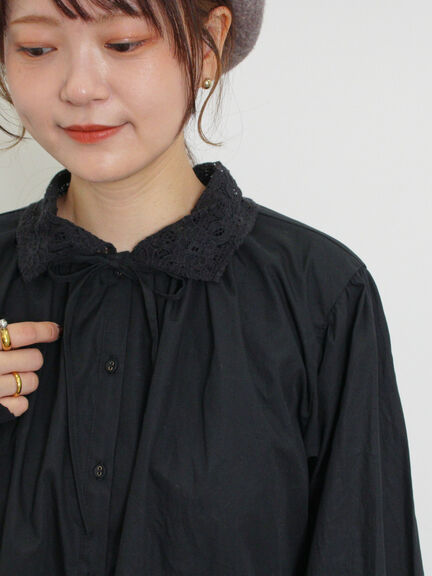 オーバーレース襟ブラウス（ネイビー）｜Samansa Mos2（サマンサ モスモス）通販