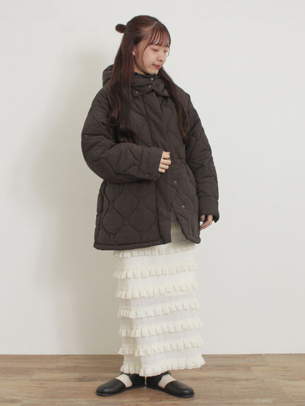 バラクラバ付ウエストドロストキルトコート（ベージュ/カーキ）｜Samansa Mos2（サマンサ モスモス）通販