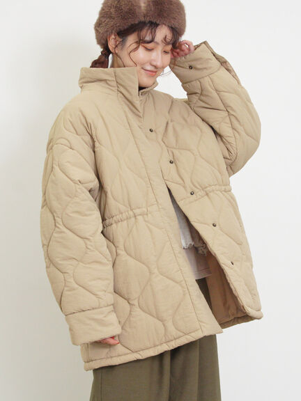 バラクラバ付ウエストドロストキルトコート（ベージュ/カーキ）｜Samansa Mos2（サマンサ モスモス）通販