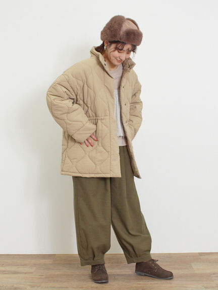 バラクラバ付ウエストドロストキルトコート（ベージュ/カーキ）｜Samansa Mos2（サマンサ モスモス）通販
