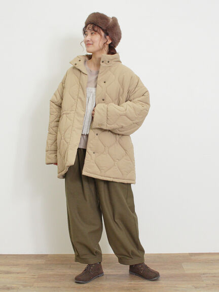 バラクラバ付ウエストドロストキルトコート（ベージュ/カーキ）｜Samansa Mos2（サマンサ モスモス）通販
