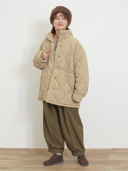 バラクラバ付ウエストドロストキルトコート（ベージュ/カーキ）｜Samansa Mos2（サマンサ モスモス）通販