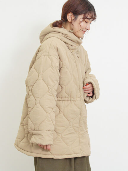 バラクラバ付ウエストドロストキルトコート（ベージュ/カーキ）｜Samansa Mos2（サマンサ モスモス）通販