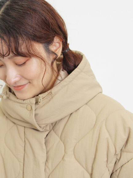 バラクラバ付ウエストドロストキルトコート（ベージュ/カーキ）｜Samansa Mos2（サマンサ モスモス）通販