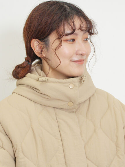 バラクラバ付ウエストドロストキルトコート（ベージュ/カーキ）｜Samansa Mos2（サマンサ モスモス）通販