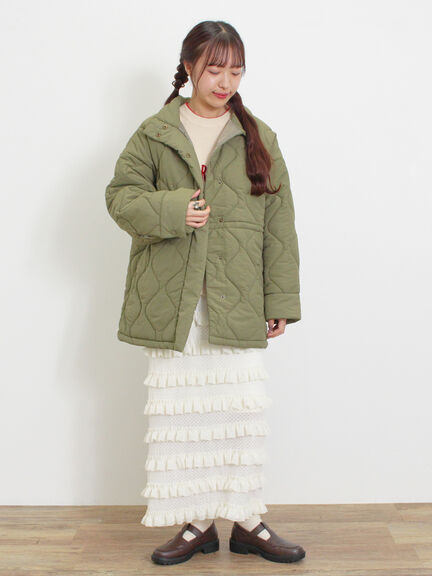 バラクラバ付ウエストドロストキルトコート（ベージュ/カーキ）｜Samansa Mos2（サマンサ モスモス）通販
