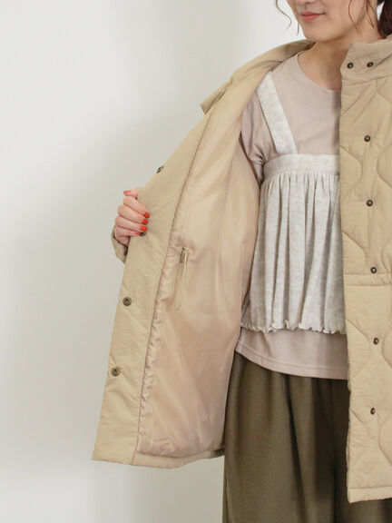 バラクラバ付ウエストドロストキルトコート（ベージュ/カーキ）｜Samansa Mos2（サマンサ モスモス）通販