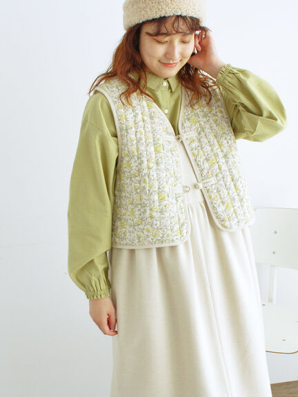 中綿キルトチャイナボタンベスト（チャコールグレー/ネイビー）｜Samansa Mos2（サマンサ モスモス）通販