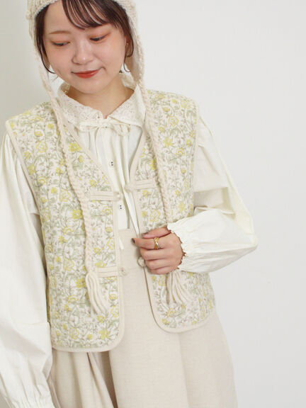 中綿キルトチャイナボタンベスト（チャコールグレー/ネイビー）｜Samansa Mos2（サマンサ モスモス）通販