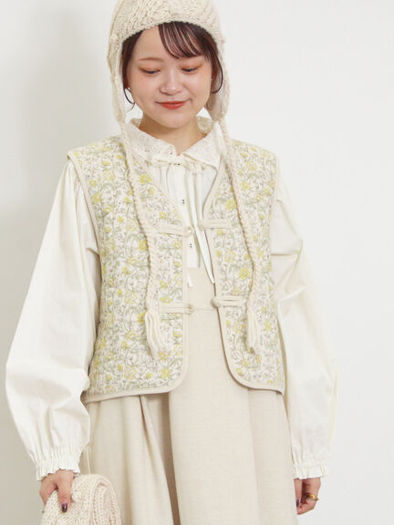 中綿キルトチャイナボタンベスト（チャコールグレー/ネイビー）｜Samansa Mos2（サマンサ モスモス）通販