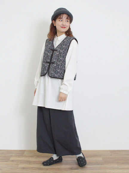 中綿キルトチャイナボタンベスト（チャコールグレー/ネイビー）｜Samansa Mos2（サマンサ モスモス）通販