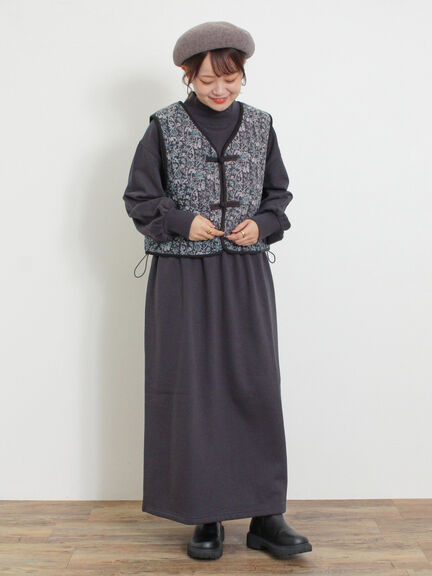 中綿キルトチャイナボタンベスト（チャコールグレー/ネイビー）｜Samansa Mos2（サマンサ モスモス）通販