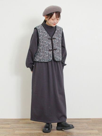 中綿キルトチャイナボタンベスト（チャコールグレー/ネイビー）｜Samansa Mos2（サマンサ モスモス）通販