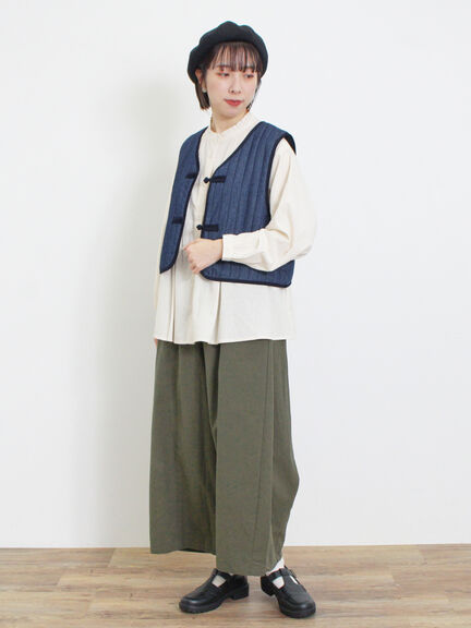 中綿キルトチャイナボタンベスト（チャコールグレー/ネイビー）｜Samansa Mos2（サマンサ モスモス）通販