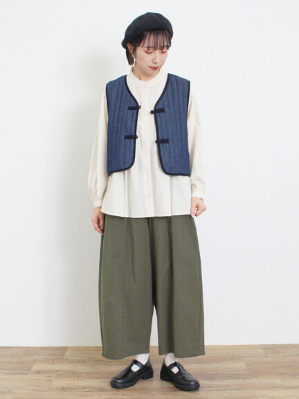 中綿キルトチャイナボタンベスト（チャコールグレー/ネイビー）｜Samansa Mos2（サマンサ モスモス）通販