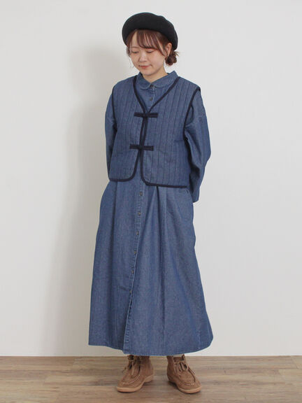 中綿キルトチャイナボタンベスト（チャコールグレー/ネイビー）｜Samansa Mos2（サマンサ モスモス）通販