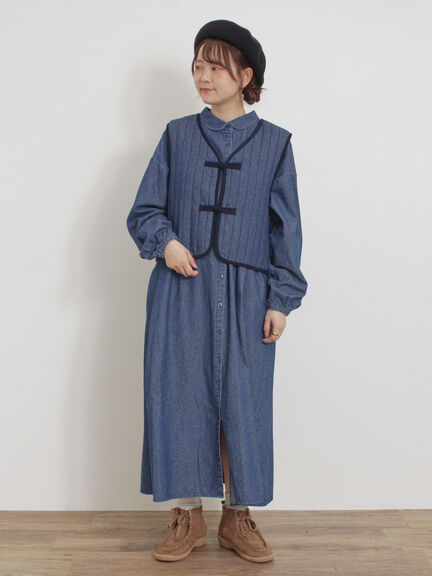 中綿キルトチャイナボタンベスト（チャコールグレー/ネイビー）｜Samansa Mos2（サマンサ モスモス）通販